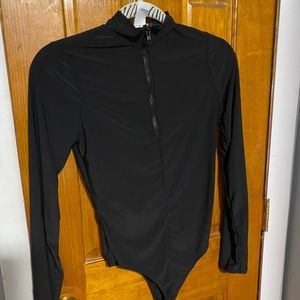 Zip up long sleeve body suit